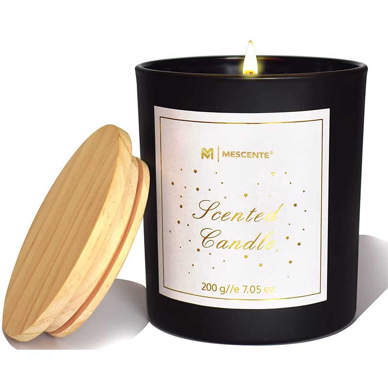 M&Scent কাস্টম লোগো মিনি রাউন্ড ক্রিস্টাল গ্লাস বোতলং কফি সয়া মো সুগন্ধযুক্ত মোমবাতি বাক্সে সহ