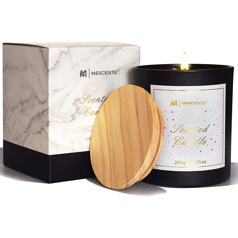 M&Scent কাস্টম লোগো মিনি রাউন্ড ক্রিস্টাল গ্লাস বোতলং কফি সয়া মো সুগন্ধযুক্ত মোমবাতি বাক্সে সহ