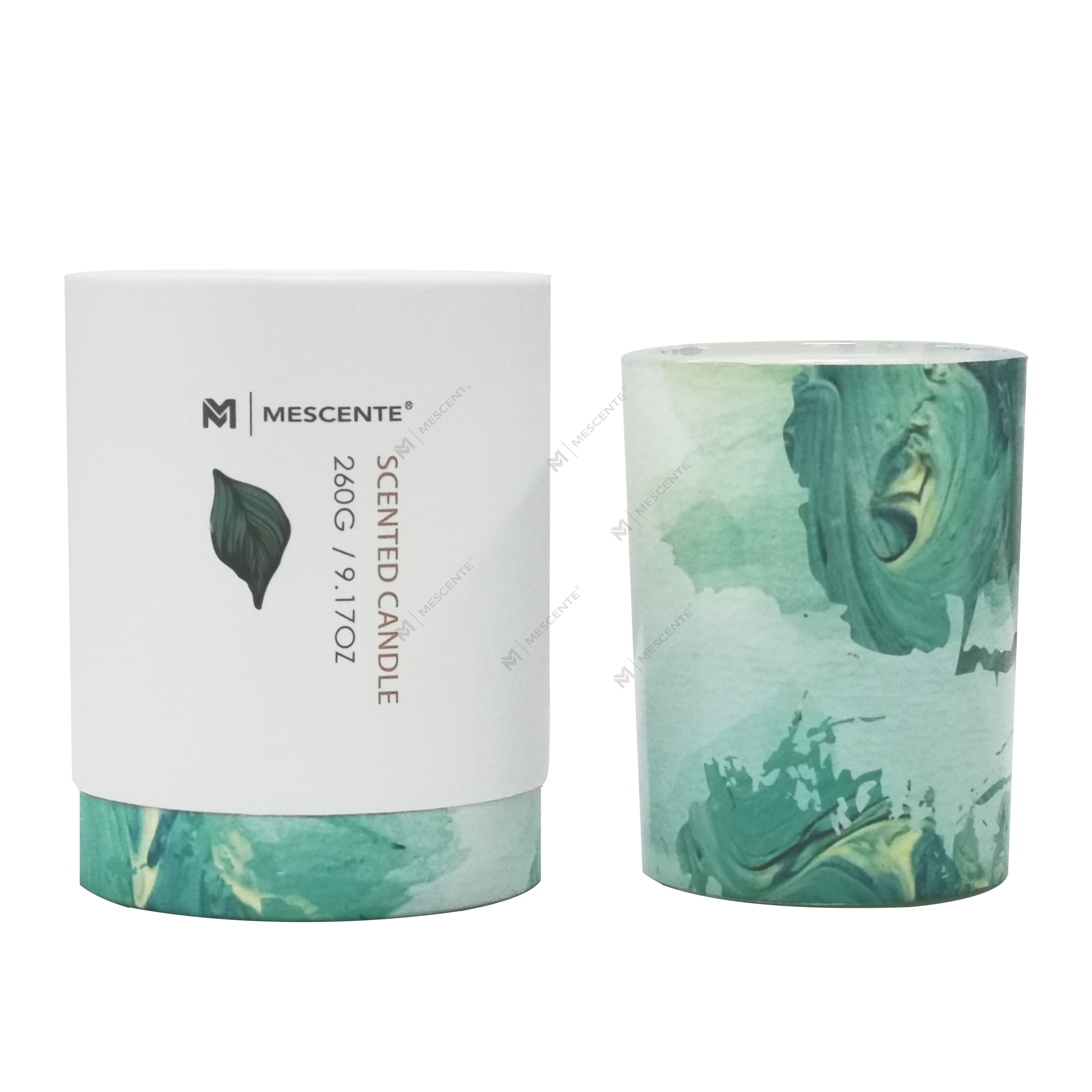 M&Scent পাইকারি প্রাইভেট লেবেল সবুজ কাচের জার পাম মোমবাতি, আধ্যাত্মিক মোমবাতি