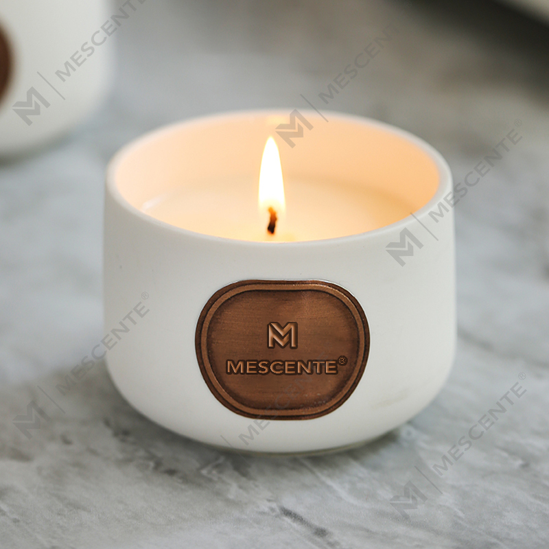 M&Scent প্রাইভেট লেবেল সিরামিক কাস্টম সুগন্ধযুক্ত নারকেল মোম মোমবাতি উপহার সেট