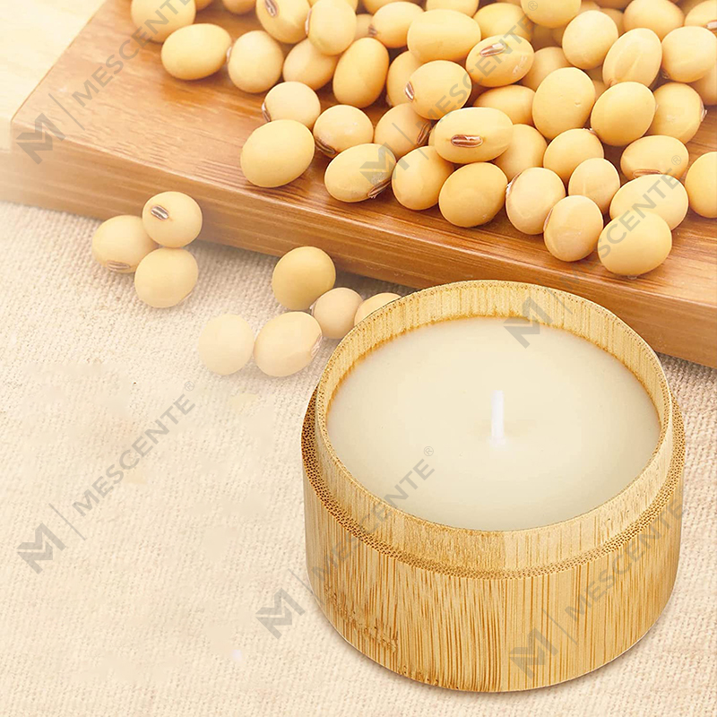বাড়ির সুগন্ধযুক্ত বাঁশ ও সামুদ্রিক লবণের মোমবাতি, সয়া মোম জৈব মোমবাতি সেট