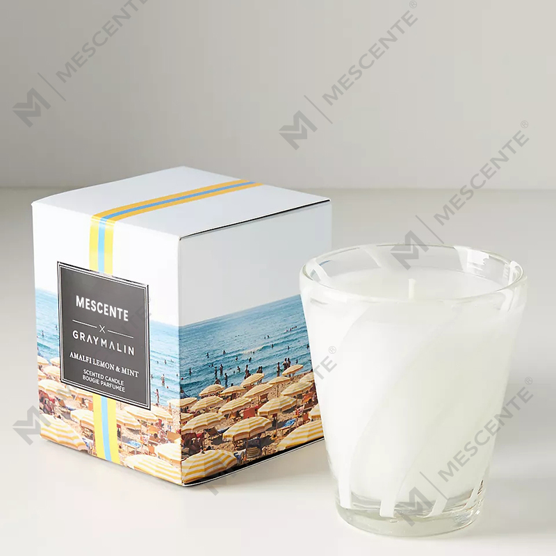 M&Scent বিলাসবহুল সাদা সয়া মোম ব্যক্তিগতকৃত লোগো বিবাহের সুগন্ধযুক্ত মোমবাতি