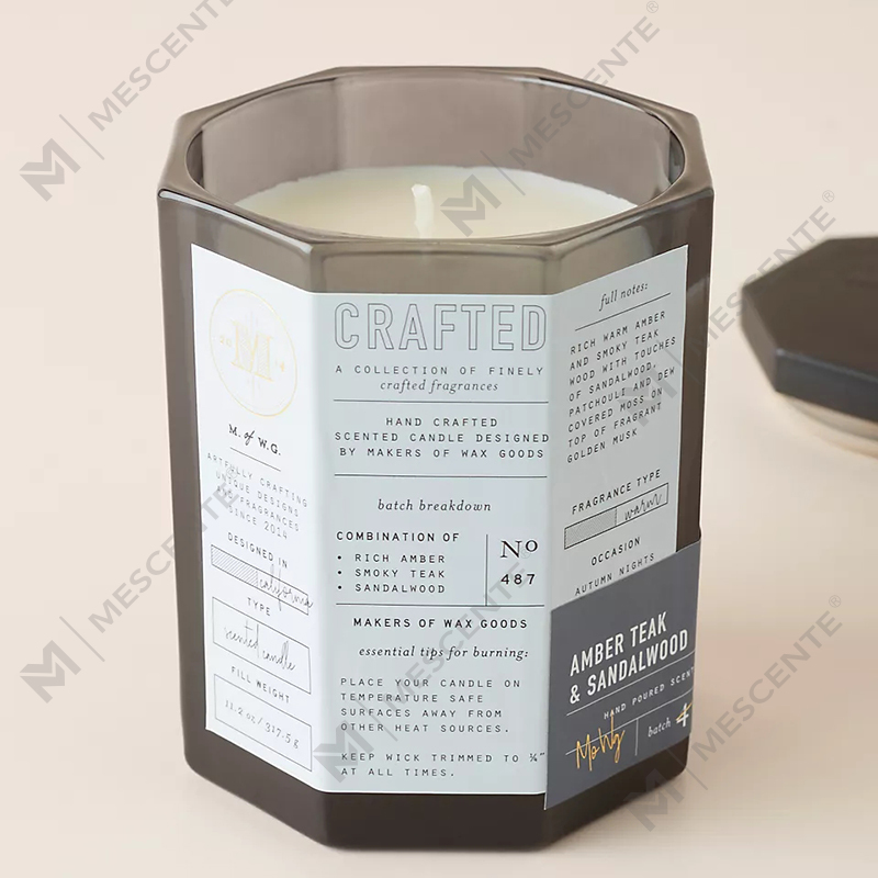M&Scent কাস্টম লাক্সারি কাঠের ঢাকনা তুলো উইক গ্লাস ভেসেল সয়া ওয়াক্স ব্লেন্ড অটামনাল ক্রাফটেড গ্লাস ক্যান্ডেল