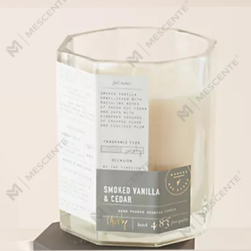 M&Scent কাস্টম লাক্সারি কাঠের ঢাকনা তুলো উইক গ্লাস ভেসেল সয়া ওয়াক্স ব্লেন্ড অটামনাল ক্রাফটেড গ্লাস ক্যান্ডেল