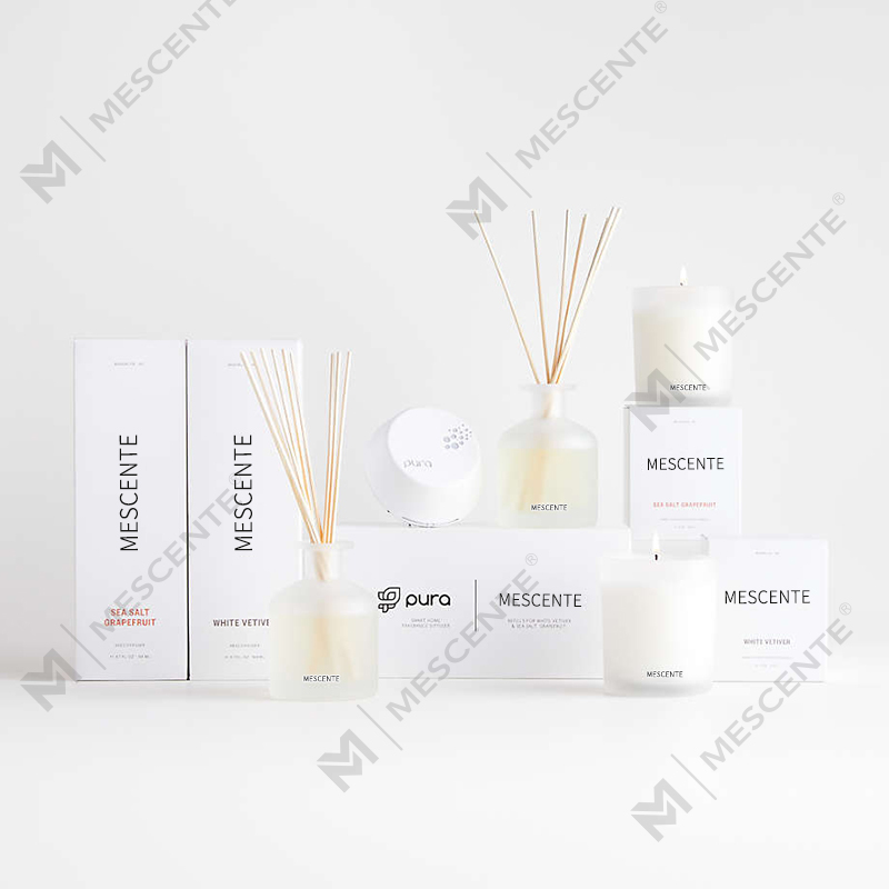 M&Scent বিলাসবহুল প্রাইভেট লেবেল বেগুনি রঙের সুবাস রিড ডিফিউজার উপহারের সেট বাক্স সহ