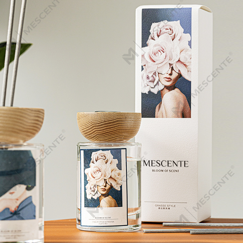 M&Scent পাইকারি প্রাইভেট লেবেল কাচের বোতল স্টিক রিড ডিফিউজার সেট স্টপার সহ